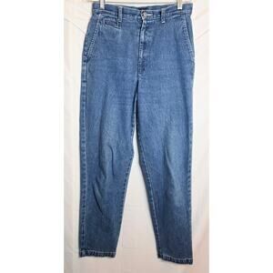 Vintage 1996 Dockers Jeans Women's Size 8 Blue Denim Trousers Tapered Legs